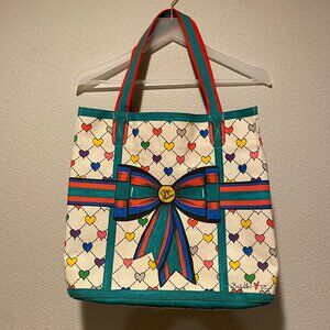 Brighton Love & Joy Canvas Tote Bag Colorful‎ Hearts Travel Beach Bag